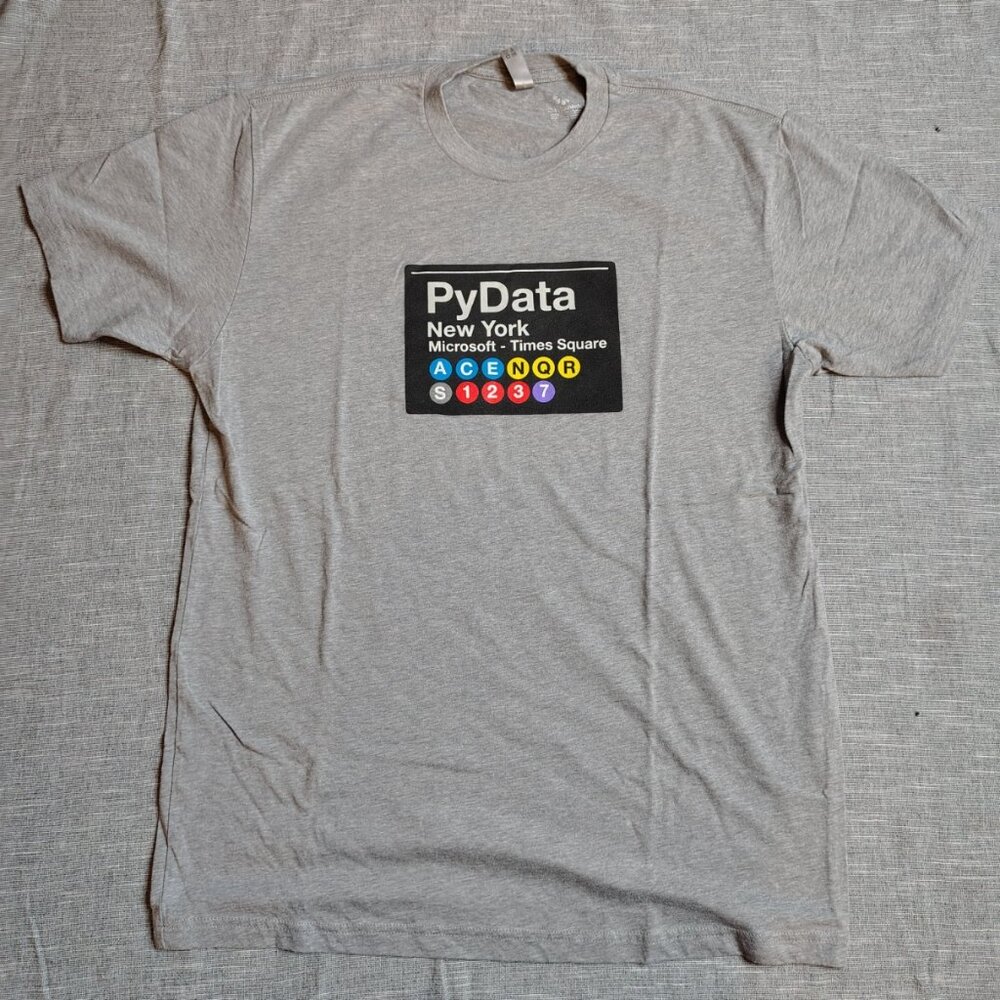 Microsoft Time Square New York T-Shirt Size Large Gray PYData‎ ACENQR S1237
